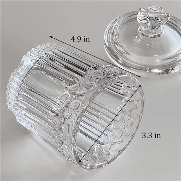 2 Pack Qtip Holder Glass Apothecary Jars with Lids, Clear - Picture 2 of 6